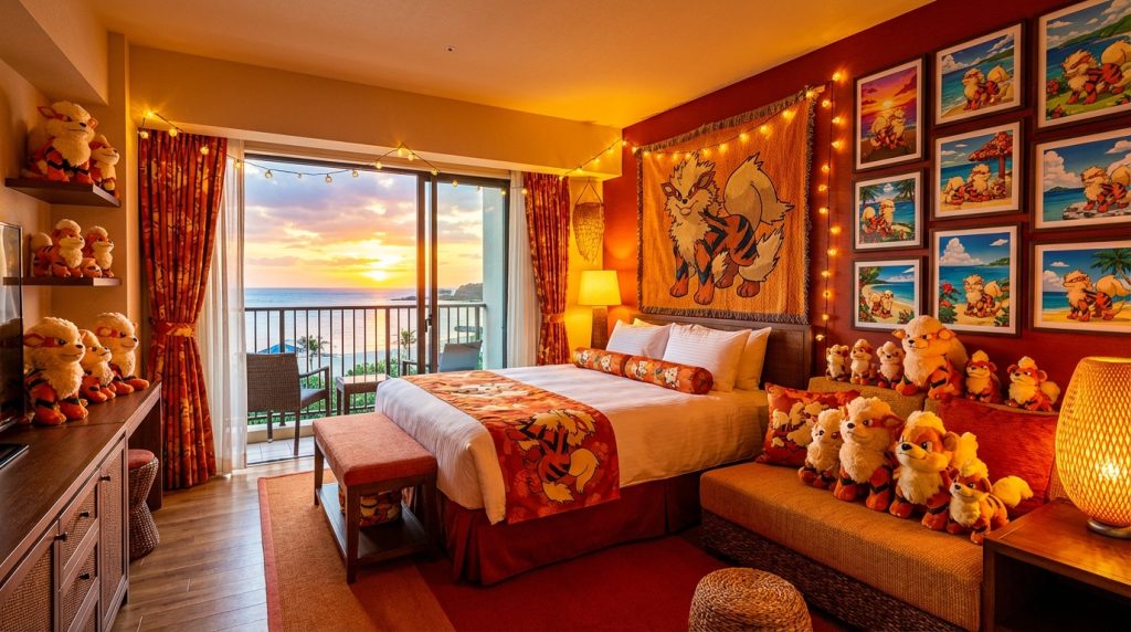 découvrez l'hôtel watermark okinawa et vivez une expérience unique avec la chambre pokémon caninos, une immersion captivante pour tous les fans dans un décor exclusif et enchanteur.
